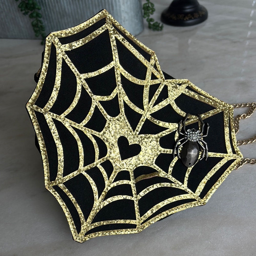 Betsey Johnson Black Clutch with Gold Chain